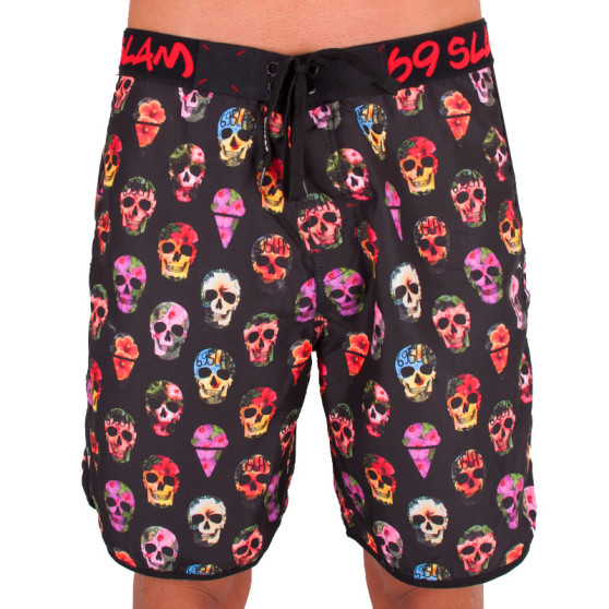 Meeste ujumisriided 69SLAM Short Boardshort Medium hibiscus skull black