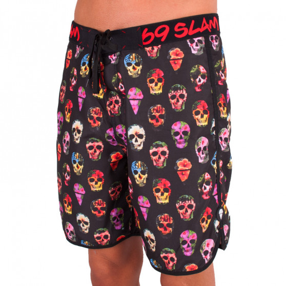 Meeste ujumisriided 69SLAM Short Boardshort Medium hibiscus skull black