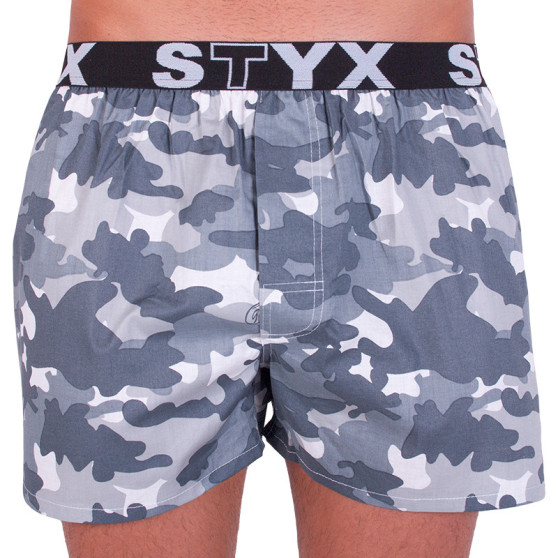 Meeste bokserid Styx art sports rubber grey camouflage (B656)