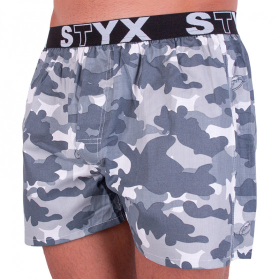 Meeste bokserid Styx art sports rubber grey camouflage (B656)