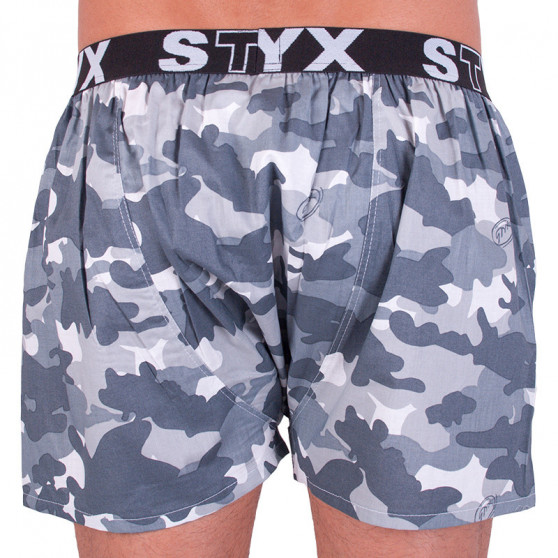 Meeste bokserid Styx art sports rubber grey camouflage (B656)