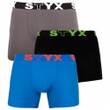 3PACK meeste bokserid Styx pikad sportlikud elastsed mitmevärvilised püksid (U9626763)