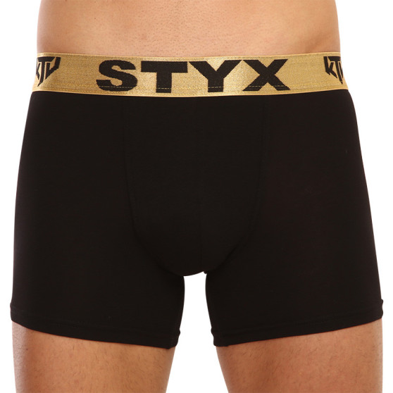 Meeste bokserid Styx / KTV long sport elastic must - kuldne elastne elastne (UTZ960)