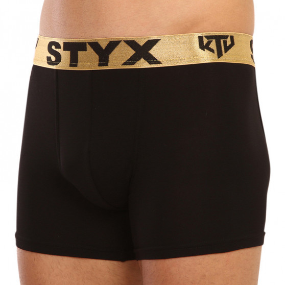 Meeste bokserid Styx / KTV long sport elastic must - kuldne elastne elastne (UTZ960)