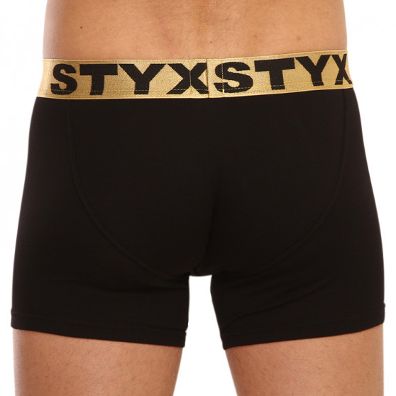 Meeste bokserid Styx / KTV long sport elastic must - kuldne elastne elastne (UTZ960)