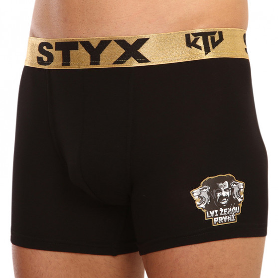 Meeste bokserid Styx / KTV long sport elastic must - kuldne elastne elastne (UTZL960)