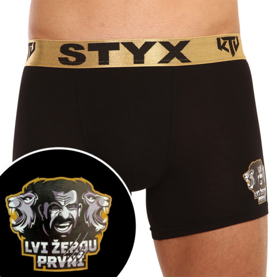 Meeste bokserid Styx / KTV long sport elastic must - kuldne elastne elastne (UTZL960)