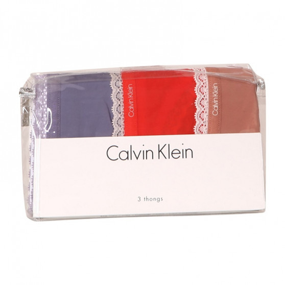 3PACK naiste stringid Calvin Klein mitmevärvilised (QD3802E-147)