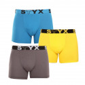 3PACK meeste bokserid Styx pikad sportlikud elastsed mitmevärvilised püksid (U9696863)