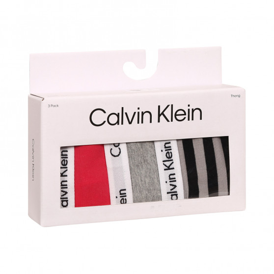 3PACK naiste stringid Calvin Klein ülevärvilised mitmevärvilised (QD3800E-658)