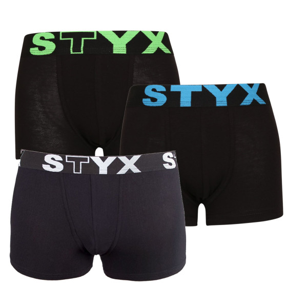 3PACK laste bokserid Styx sport elastne must (3GJ96012)