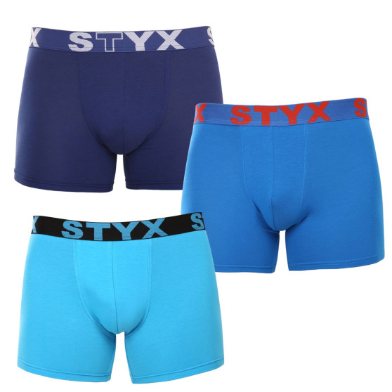 3PACK meeste bokserid Styx pikad sportlikud elastsed mitmevärvilised püksid (3U96897)