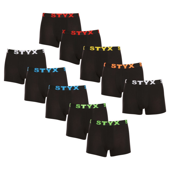 10PACK meeste bokserid Styx sport elastne must (10G9601)