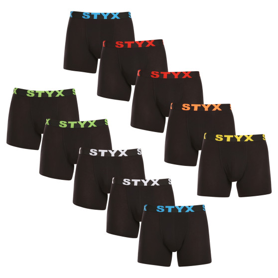 10PACK meeste bokserid Styx long sport elastic black (10U9601)