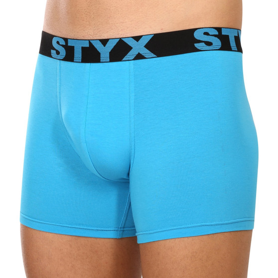 3PACK meeste bokserid Styx pikad sportlikud elastsed helesinised helesinised (3U1169)