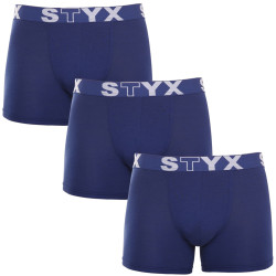 3PACK meeste bokserid Styx pikad sportlikud elastsed tumesinised tumesinised (3U968)