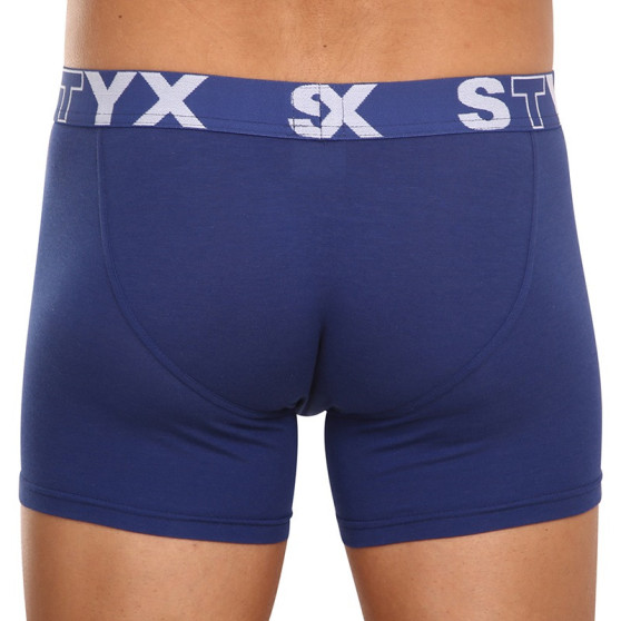 3PACK meeste bokserid Styx pikad sportlikud elastsed tumesinised tumesinised (3U968)