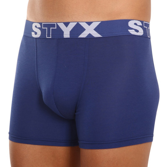 3PACK meeste bokserid Styx pikad sportlikud elastsed tumesinised tumesinised (3U968)