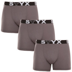 3PACK meeste bokserid Styx pikad sportlikud elastsed tumehallid (3U1063)