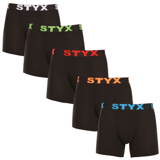 5PACK meeste bokserid Styx long sport elastic black (5U9602)