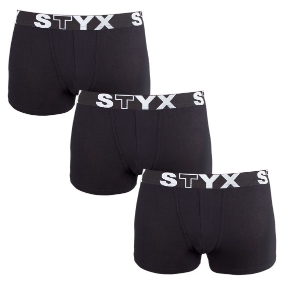 3PACK laste bokserid Styx sport elastne must (3GJ960)