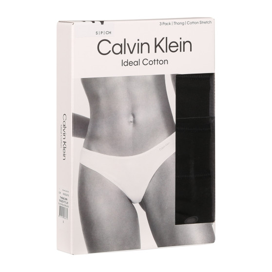 3PACK naiste stringid Calvin Klein must (QD5217E-UB1)