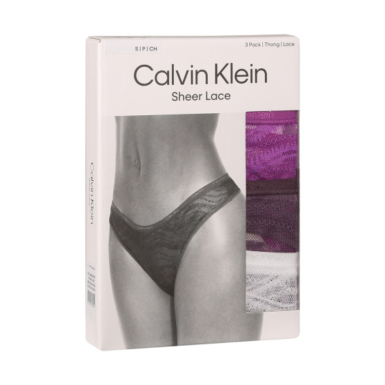 3PACK naiste stringid Calvin Klein mitmevärvilised (QD5216E-NOW)