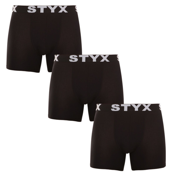 3PACK meeste bokserid Styx long sport elastic black (3U960)