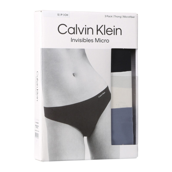 3PACK naiste stringid Calvin Klein õmblusteta mitmevärvilised (QD3558E-NP0)