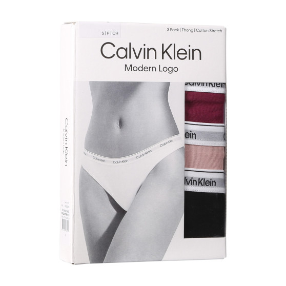 3PACK naiste stringid Calvin Klein mitmevärvilised (QD5209E-NP6)